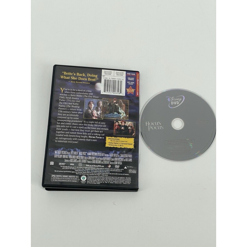 Hocus Pocus DVD Disney Bette Midler Sarah Jessica Parker Halloween Widescreen - Picture 3 of 4